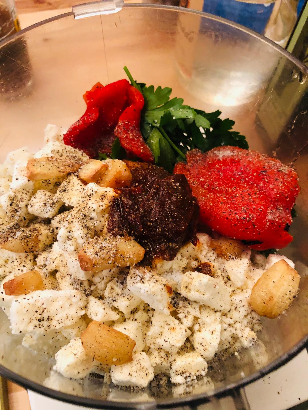 Tirokafteri Recipe: Spicy Greek Feta Spread in 5 Minutes 7 Blending tirokafteri spicy feta spread in a food processor