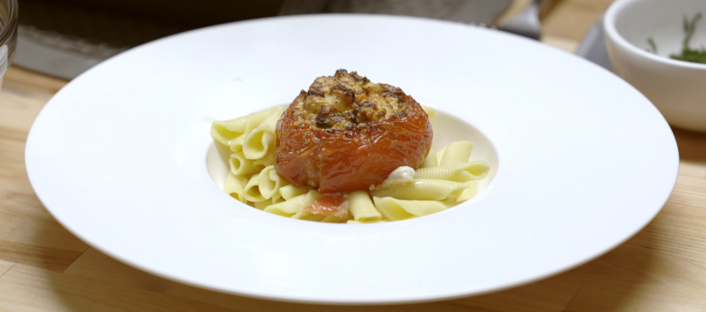 Easy Baked Feta Pasta the MyPrepTable Way 14 Place the tomato on the pasta