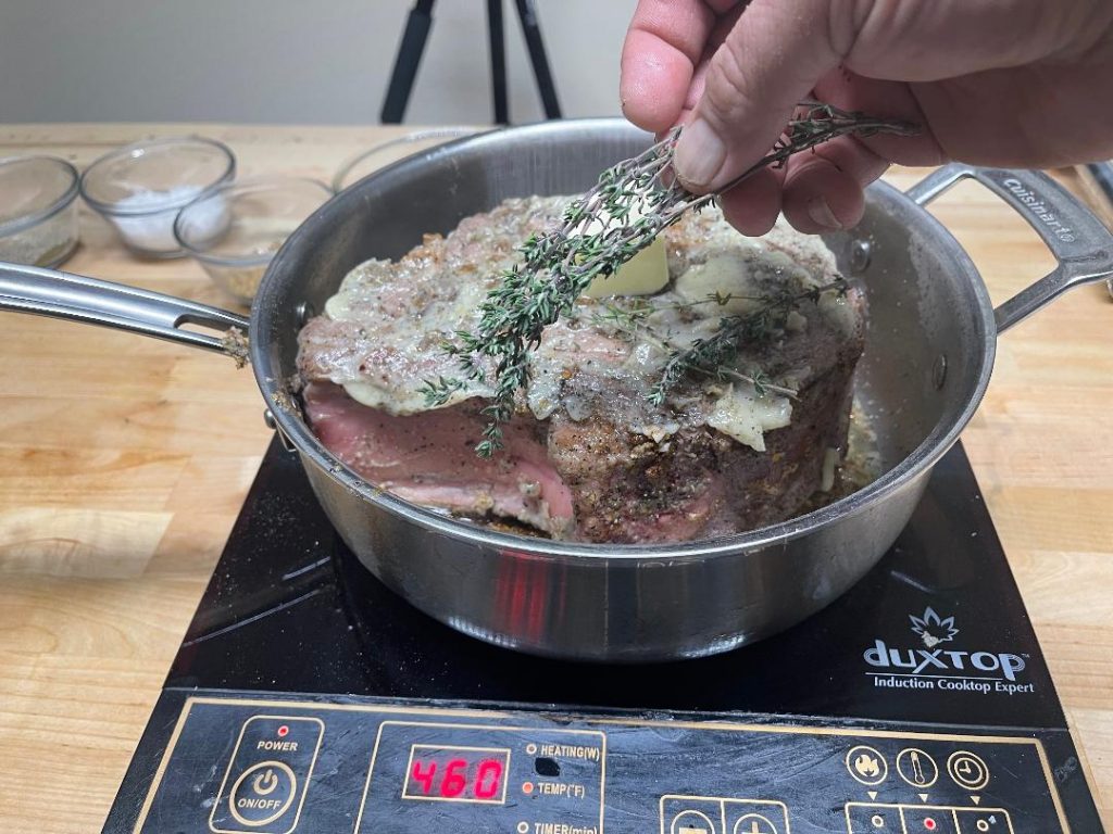 Prime Rib for Two - Perfectly Cooked in 50 Minutes 17 prime rib resting on cutting board before slicing