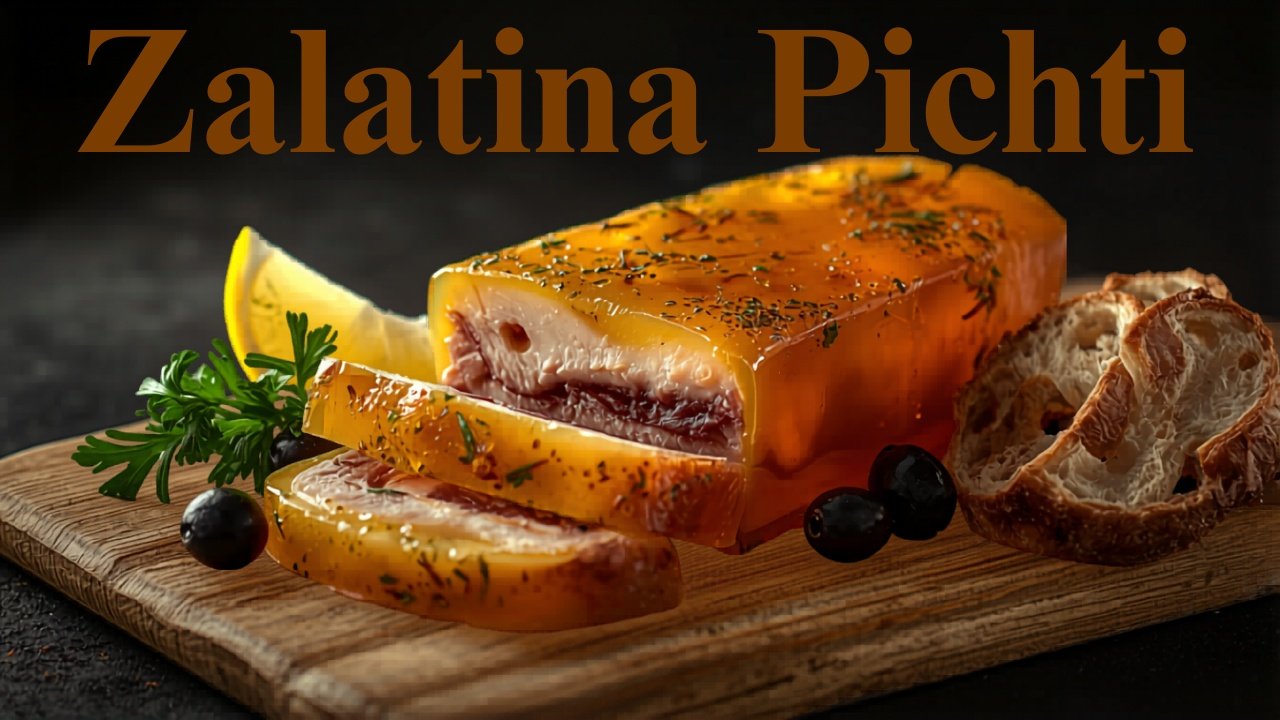 Zalatina recipe – traditional Greek and Cypriot pork aspic (Pichti) served with crusty bread and lemon
