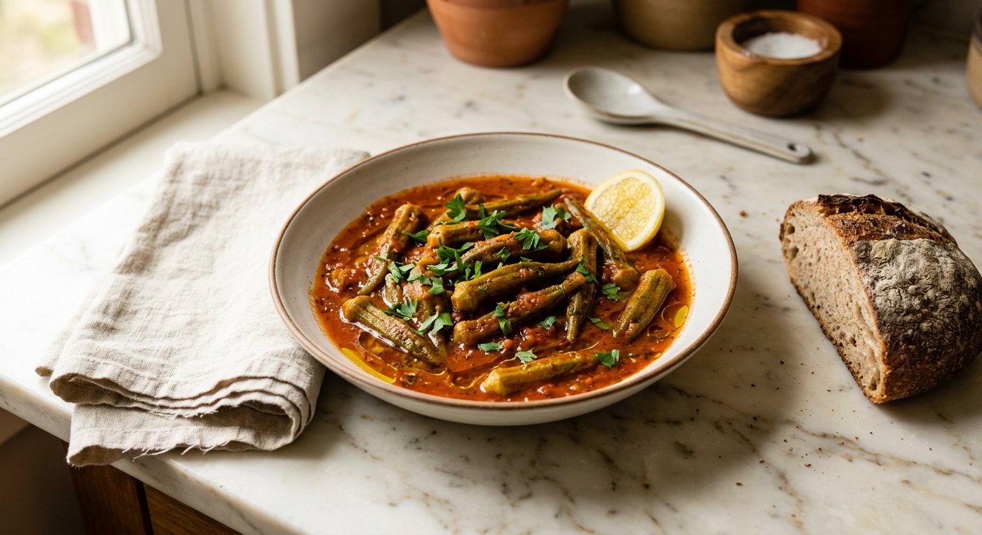 Bamies (Greek Okra Stew): 3 Tricks for Perfectly Slime-Free Results 3 bamies hero