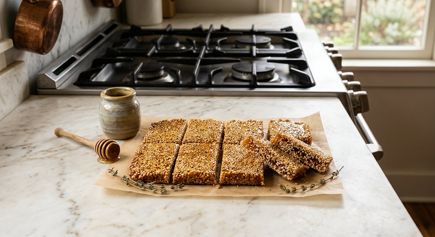 Classic Pasteli Recipe: 2-Ingredient Greek Sesame Honey Bars (Makes 20) 3 pasteli recipe hero